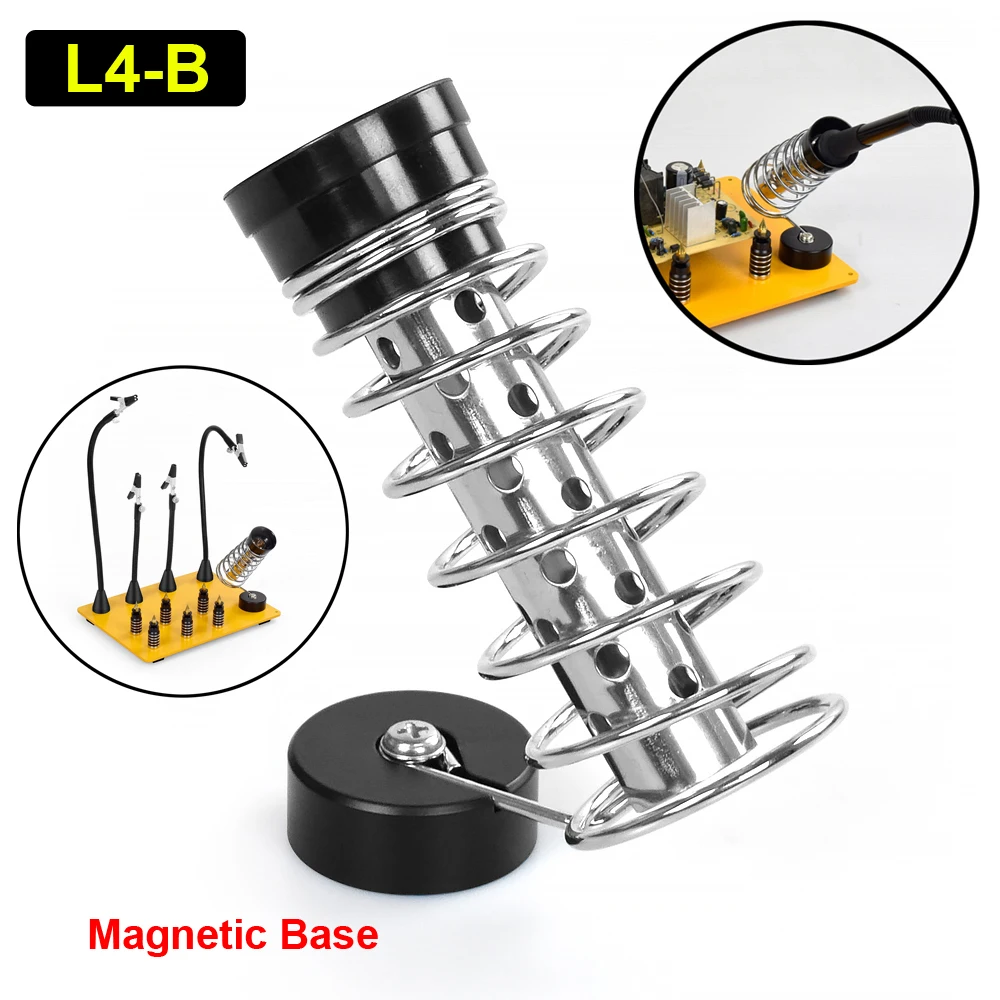 NEWACALOX Magnetic Base Soldering Iron Stand Holder Support Station Metal Steel Plate Base with Cleaning Sponge Repairing Tool