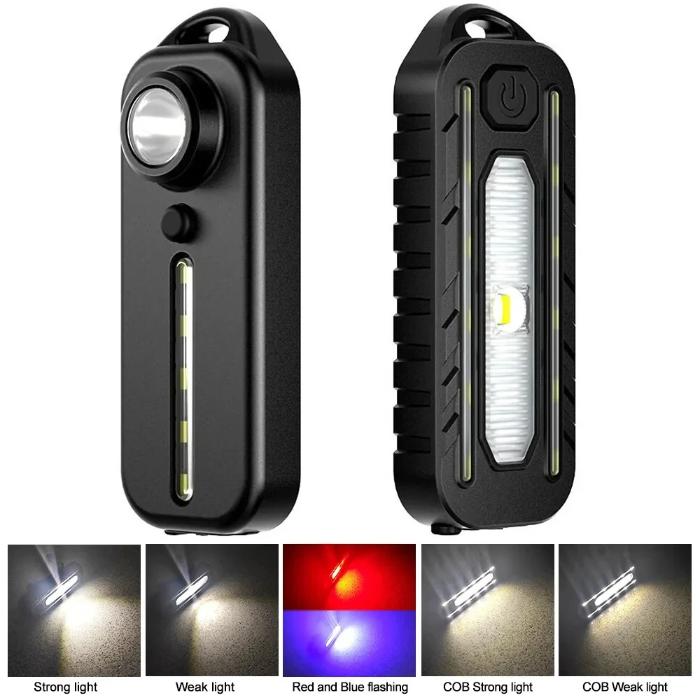 Mini LED Flashlight USB Rechargeable Bike Light Portable Pocket Flashlight Keychain Lamp Bicycle Taillight Flash Warning Light 2