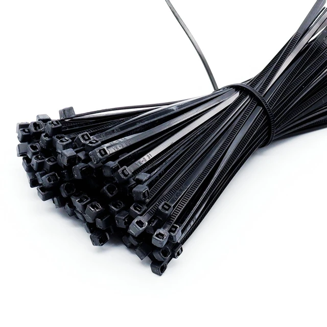 Attache de Câble Autobloquante en Plastique et Nylon, Noir, 5x300, 3x200,  100 Pièces - AliExpress