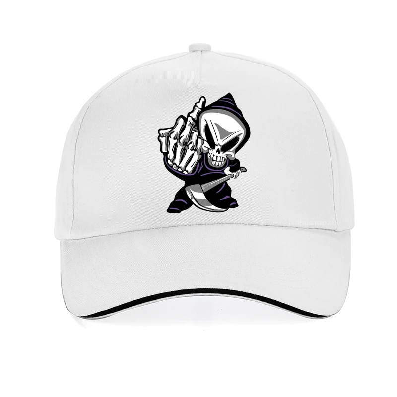 Summer Skull Middle Finger harajuku Print Baseball Cap ladies Summer visor hat Casual Streetwear Reaper middle finger Dad hats 3