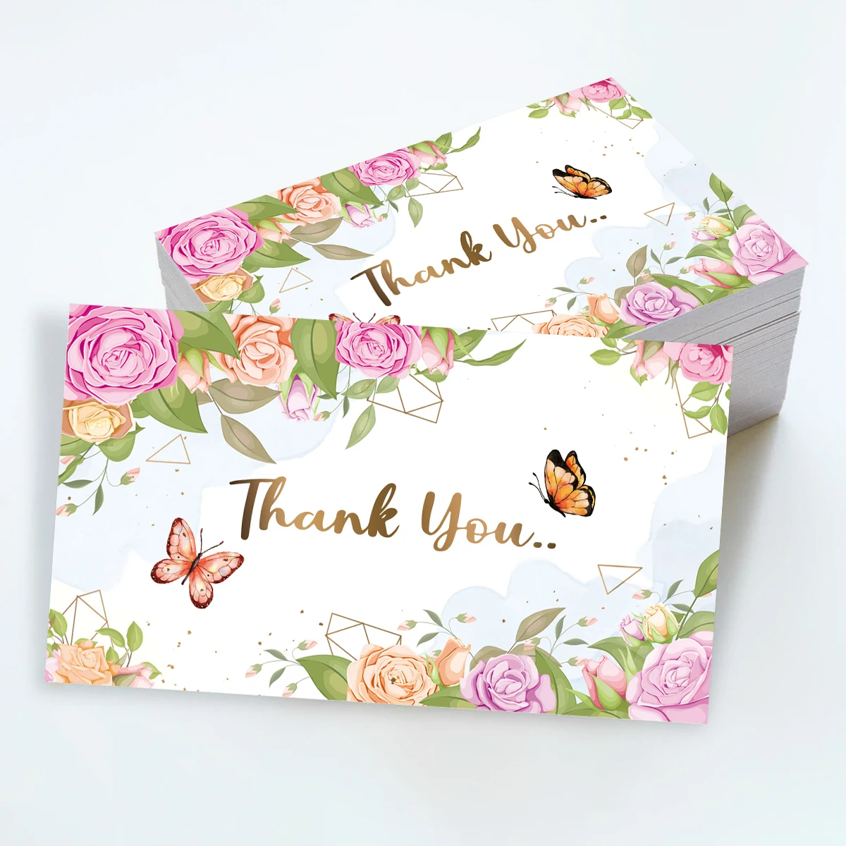 50 Stück/Packung Dankeskarten mit Blumenthema, handgefertigt mit Liebe, Dankeskarte für kleine Unternehmen, Party-Nachrichtenkarte, Papier-Dankkarte – Detail 18