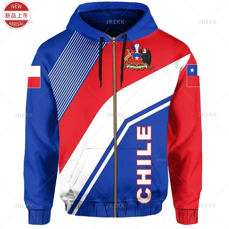 3d Republik-von Chile ethnische Flagge Karte Druck Reiß verschluss Hoodies Chile Wappen Grafik Reiß verschluss Pullover Vintage Herren Sweatshirt – Detail 9