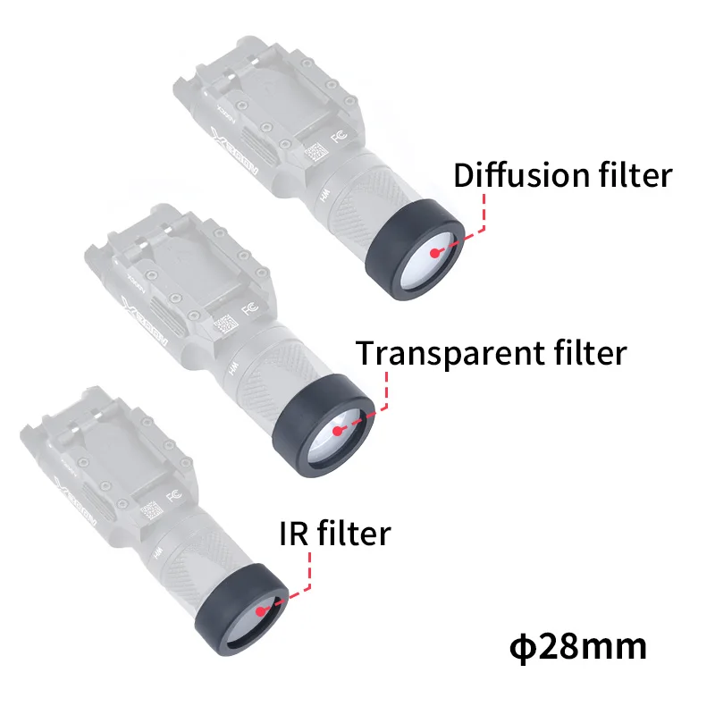 WADSN M300 M600 X300 X300V LED Customized Lens Protective Cover Flashlight Hunting scout Accessoriy Fit 25.4MM 26MM 28MM 30MM 4