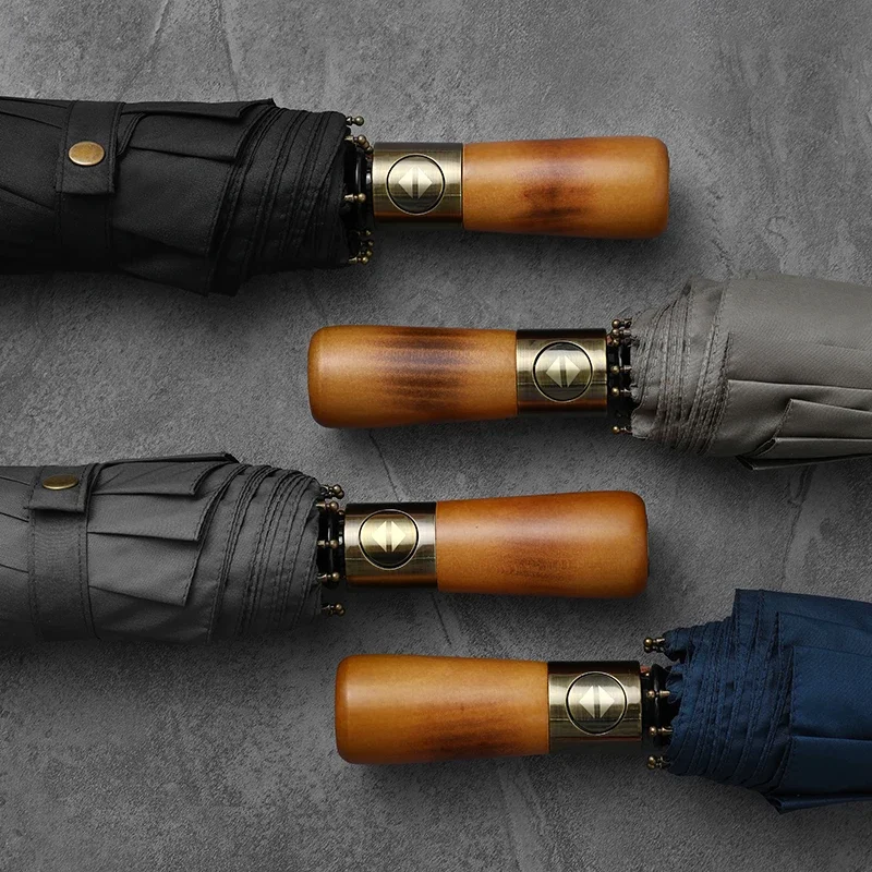 Parachase Automatic Umbrella Rain Women Men 115cm Double Layer Windproof Umbrella Wood Handle 10 Ribs Golf Umbrellas automatic umbrella windproof umbrella wind resistant umbrella