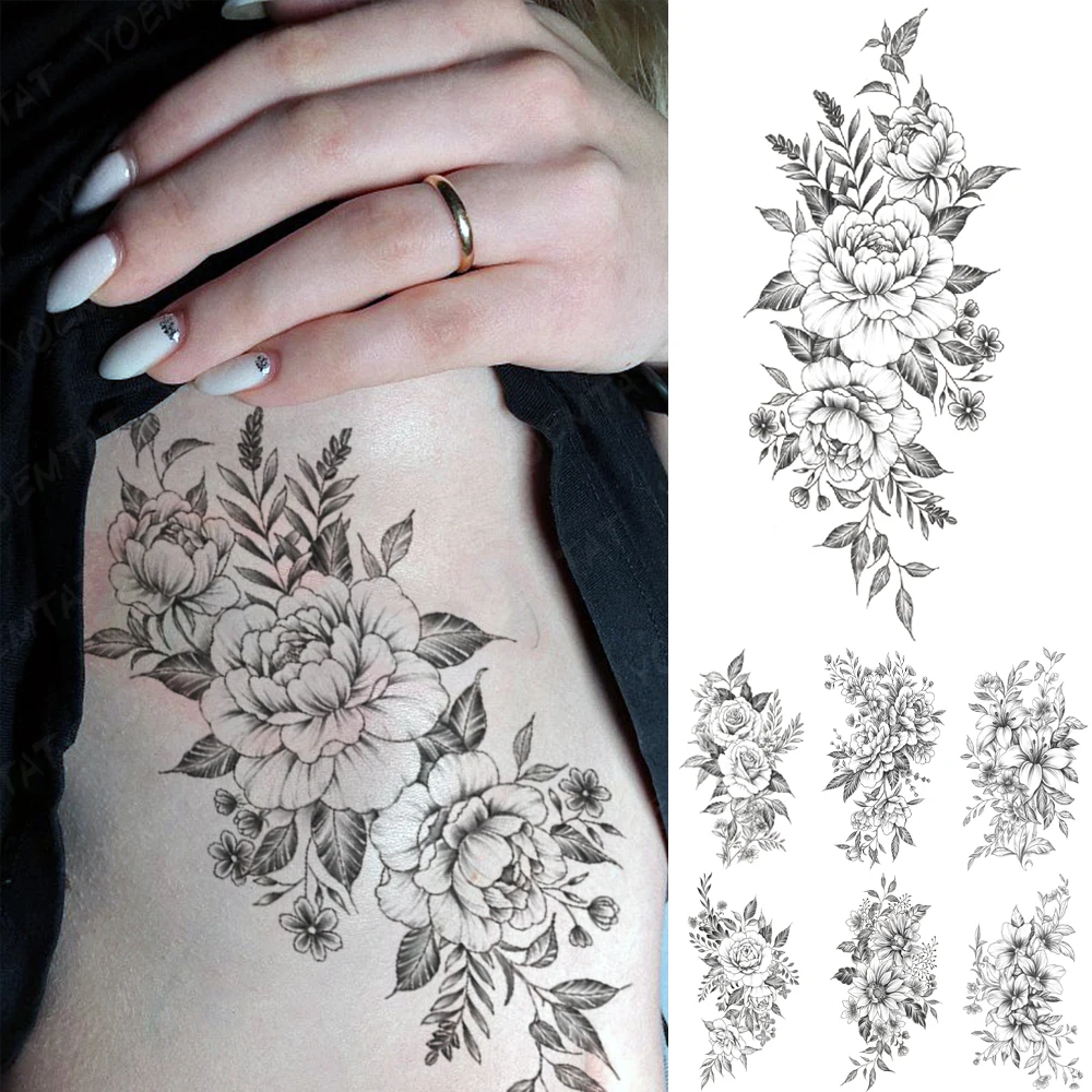 Tatouage Fleur De Lys Poignet Autocollant de tatouage temporaire, fleur de ligne, imperméable, Rose de  pivoine, feuille de lys, plante Flash, pour femmes et hommes, taille de  bras, faux tatouages d'art corporel | AliExpress
