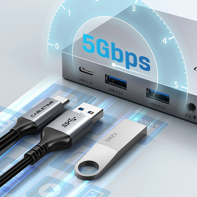 CABLETIME 8 IN 1 USB C 허브(IPad Pro 안드로이드 태블릿 C503용 접이식 스탠드 포함)