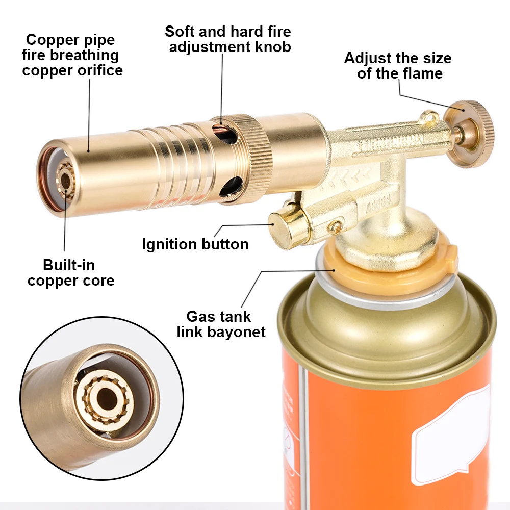 Welding Torch Gas Burner Flame Gun Blower Pure Copper gas torch welding torch gas burner Brazing Cooking Barbecue Auto Ignition Gun Kitchen Baking Tool