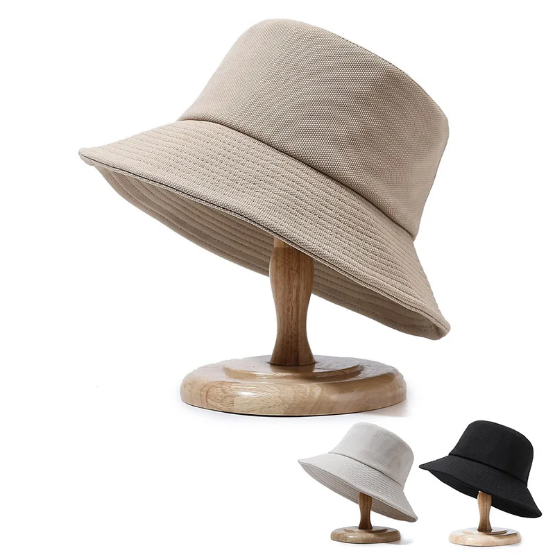 

New Unisex Cotton Bucket Hats Women Summer Sunscreen Panama Hat Men Pure Color Sunbonnet Fedoras Outdoor Fisherman Hat Beach Cap