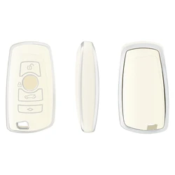 Premium TPU Car Flip Key Cover (White silver)