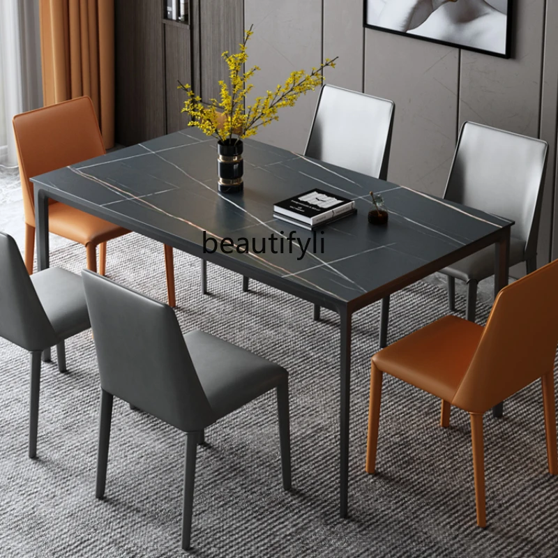 

Table Dining Table Household Dining Table Small Apartment Living Room Furniture Stone Plate Dining Tables and Chairs Set