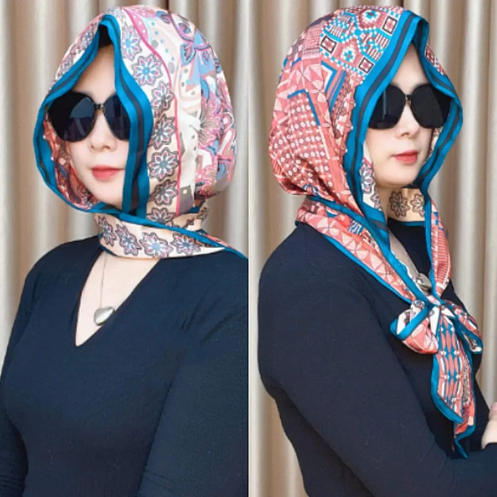 

Simulation Silk Muslim Turban Summer Breathable Sun-Resistant Hijab Cap Soft Headscarf Women