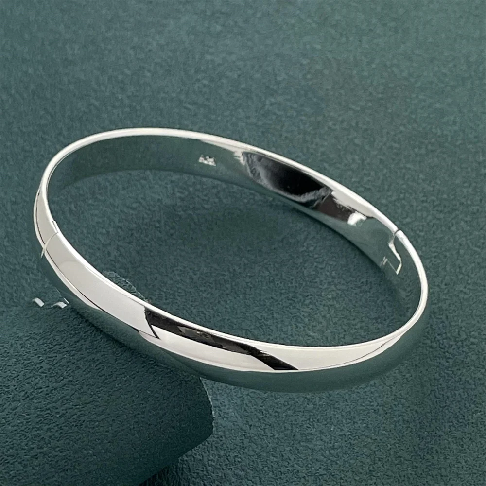Modisches 925 Sterling Silber Damen Manschettenarmband Offenes Blattförmiges Verstellbares Charm-Armreif Mädchen Party Schmuck Weihnachtsgeschenke