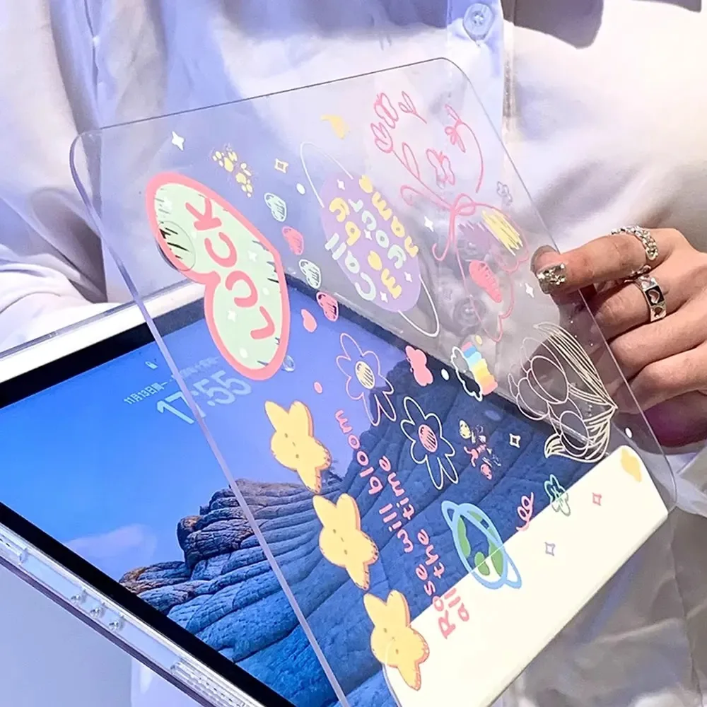Sleek Transparent Protective Case for Tablets with Pencil Holder