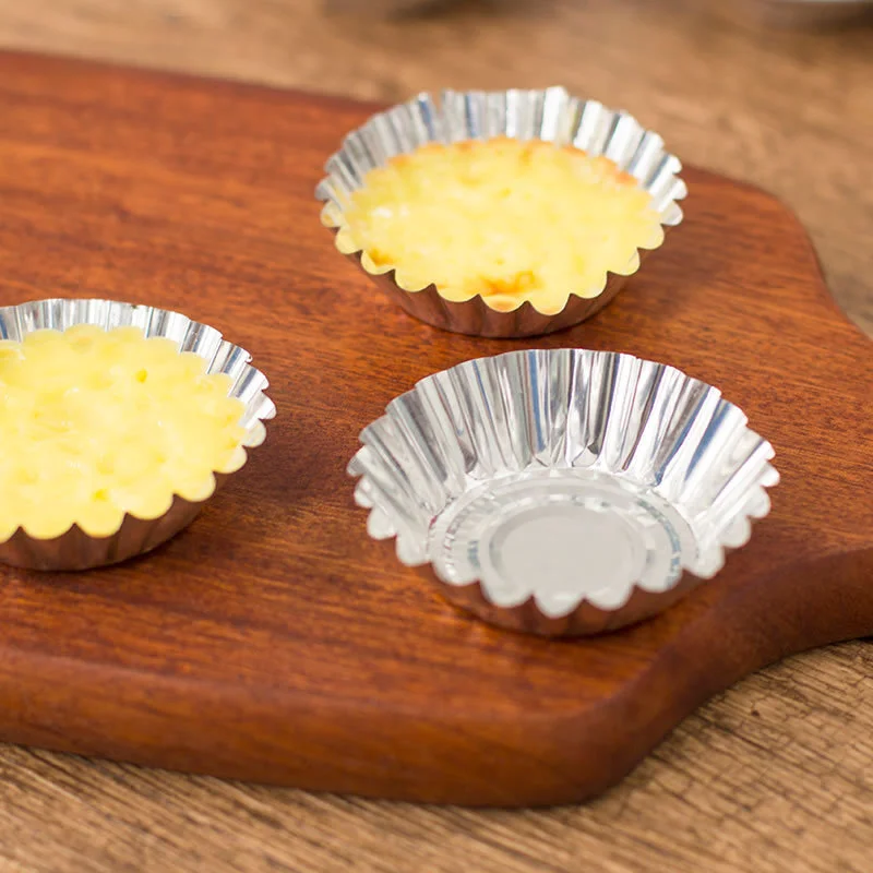 50 PCS Egg Tart Molds Aluminum Mini Tart Pan Tin Pan Baking Tool for Cookie, Pies, Cupcakes