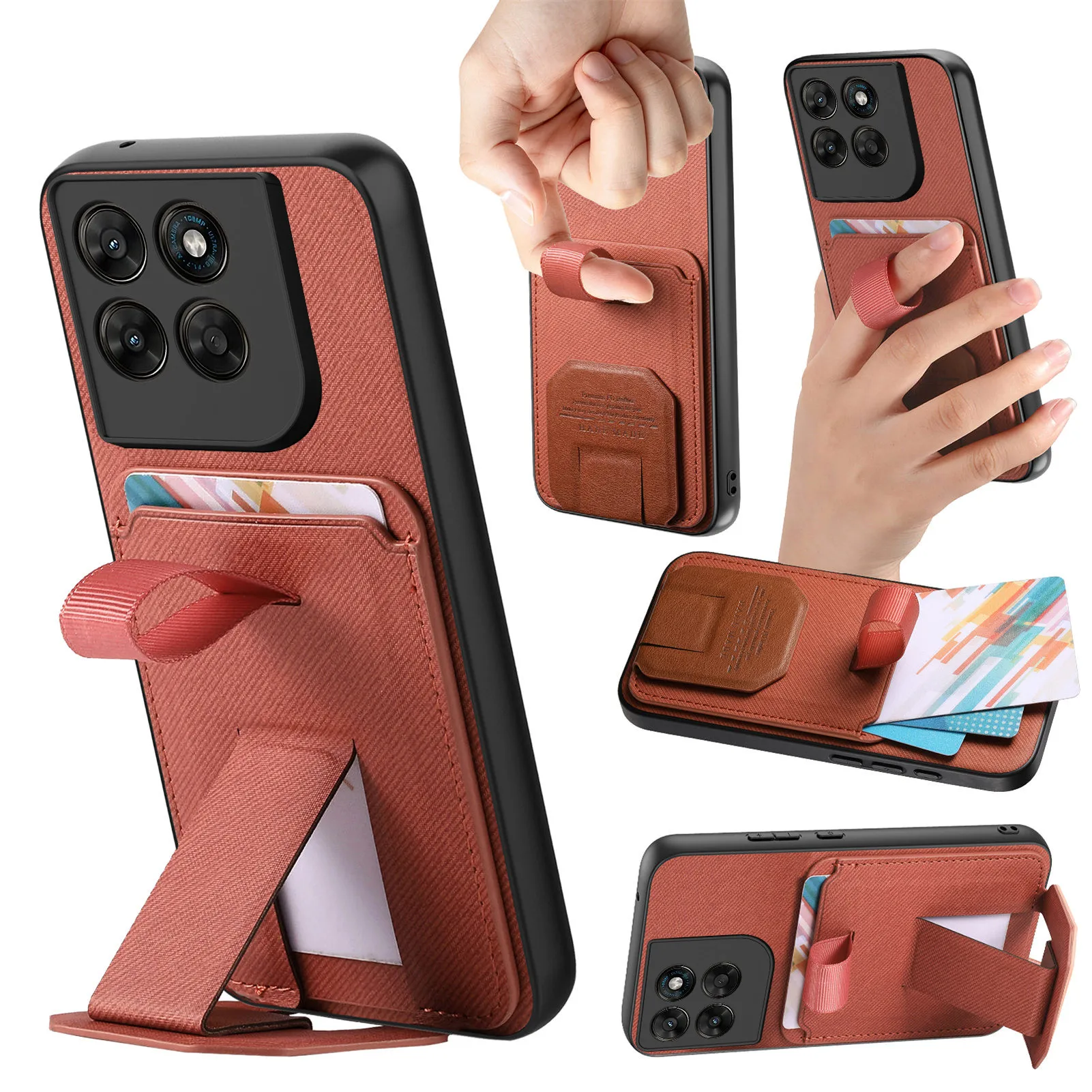 Shockproof Finger Strap Phone Case with Card Holder Cover