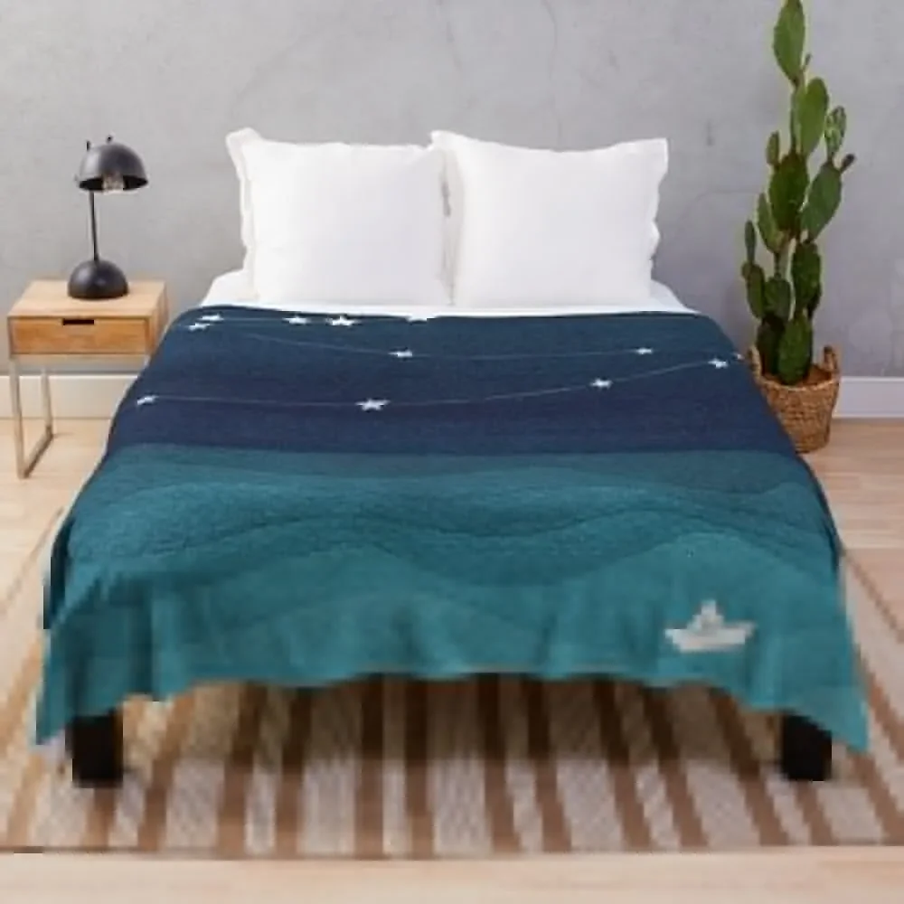 

Garland of stars, teal ocean Throw Blanket Furry Blankets For Bed Fluffy Shaggy For Sofa Thin Blankets
