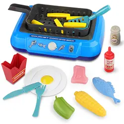 Color - Changing Gourmet Cooking Playset for Kids - 20 Piece Toy Kitchen Set with Light (2A660 - Blue)