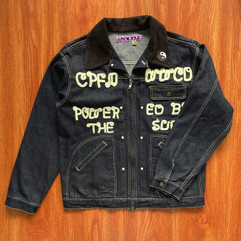 

Cpfm Xyz Jack Embroidered Zipper Button Denim Jacket For Men And Women