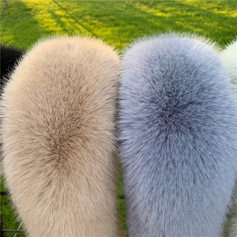 Soft Women Scarf Winter Faux Fox Fur Collar Furry Warm Thicken Men Parka Coat Hood Decor Fake Fur Shawl Luxury Scarves