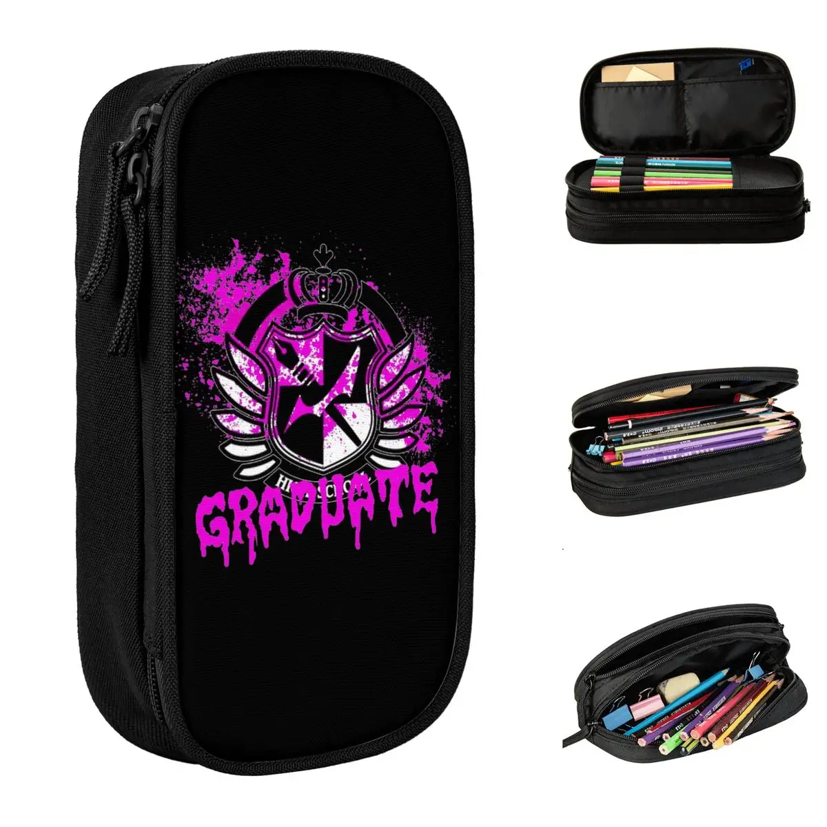 

Graduate Of Hope's Peaks LOGO Pencil Case Cute Danganronpa Pen Box Bag Student Big Capacity Office Cosmetic Pencilcases