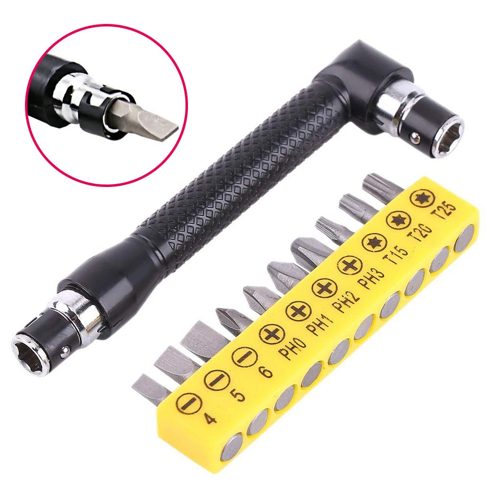 L-Shaped Double Head Screwdriver Utility Mini Socket Wrench 1/4" 6.35mm Screwdriver Bits Key Tool And Screwdriver Bit Drill Set