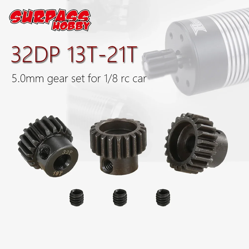 

32DP Pinion Motor Gear 5mm 13T 14T 15T 16T 17T 18T 19T 20T 21T Metal Gear Set for 1/8 RC Buggy Car Monster Truck