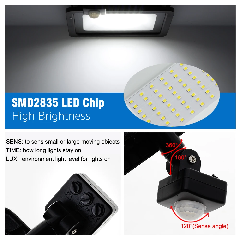 LED Flood Light PIR Motion Sensor IP66 AC220V Exterior Projector Spotlight SMD2835 Outdoor Lighting Floor Lamp