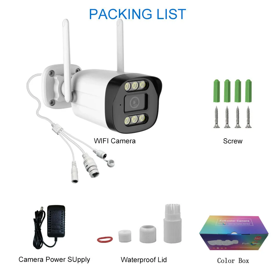 3MP 1296P Eseecloud APP Full Color Wireless WIFI IP Bullet Camera AI Humanoid Detection Home Security CCTV Monitor 6