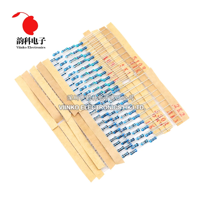 300PCS 1/4W 1/2W 1W 1% Metal Film Resistor Assortment Kit 10R-1M Ohm Resistance Set