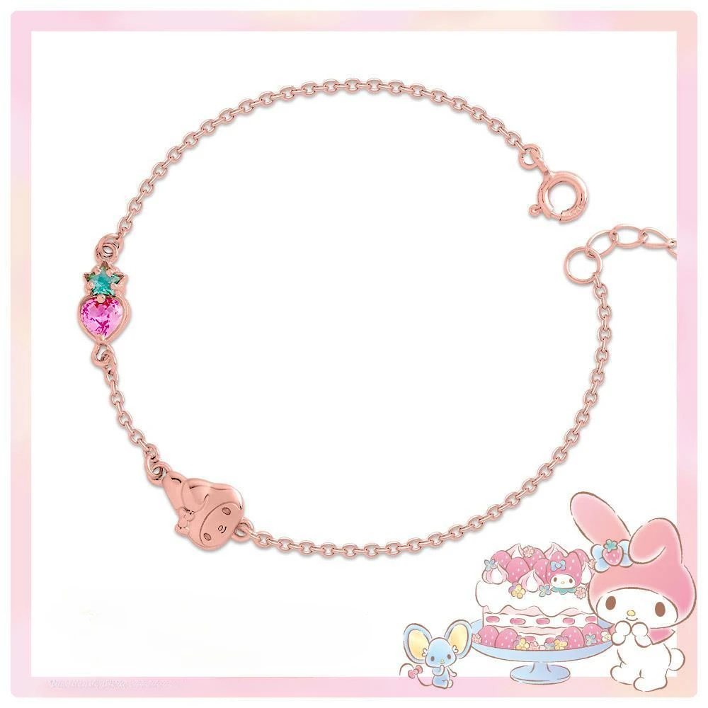 Sanrio Hello Kitty Necklace Cute Melody Cartoon Diamond Bracelet Ring Couple Jewelry Girl Birthday Holiday Gift