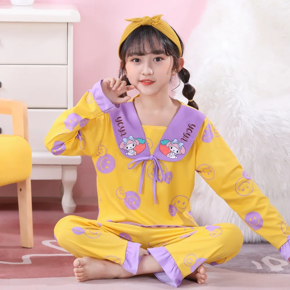 

Новинка 2023, милый весенний детский пижамный комплект Sanrio с героями мультфильмов «Моя Мелодия», милые Тонкие штаны с длинным рукавом для девочек, пижама в стиле аниме