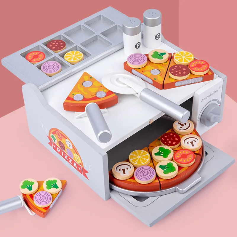 Children's Wooden simulation pizza cut home role play toy