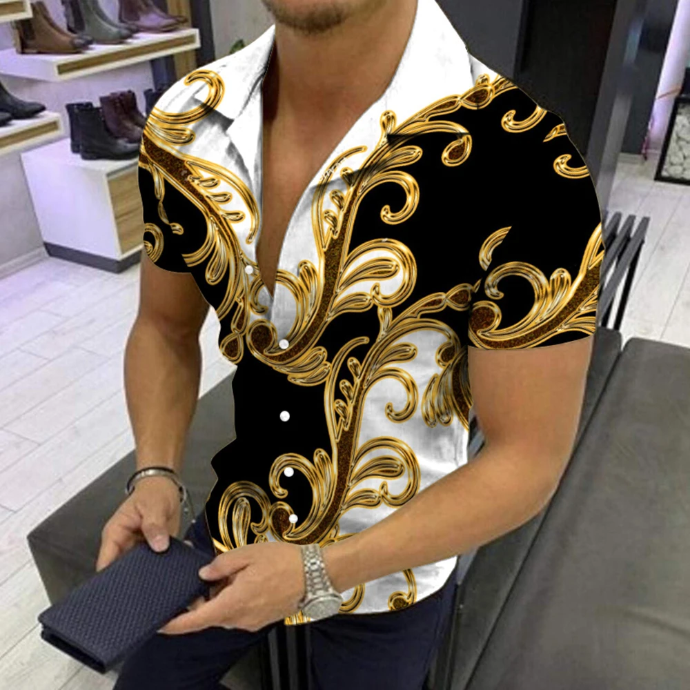 

Summer Fashionable For Trend 2022 Brand New Male Print Shirt Short Sleeve Down Hawaiian Party Polyester Button