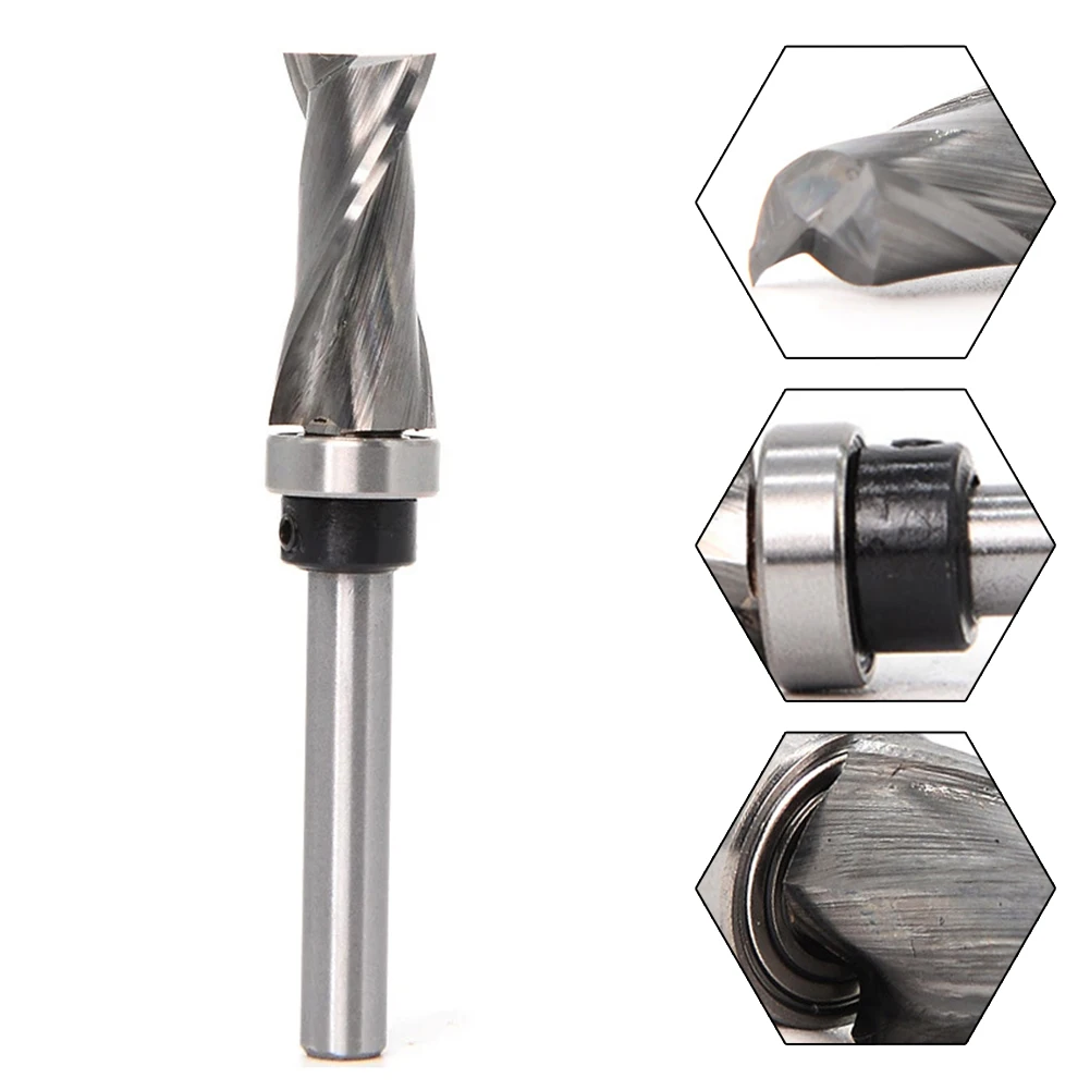 

1pc Bearing Router Bit End Mill CNC Shank 6mm/6.35mm Solid Carbide Compression Flush Trim For Woodworking Trimming