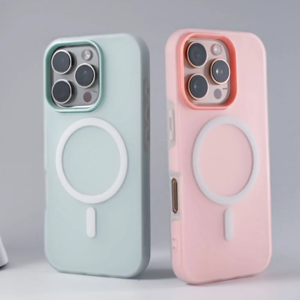 Luxury Matte Candy Color Magnetic Clear 2-in-1 Phone Case Cover