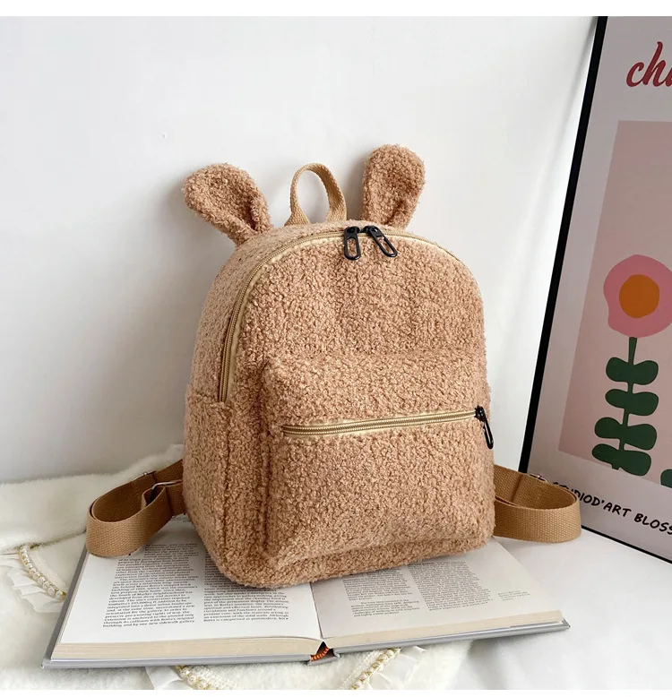 Personalized Embroidery Toddler Backpack Lightweight Plush Bear Preschool Bag Kids Custom Name Backpack for Boys Girls Ladies 