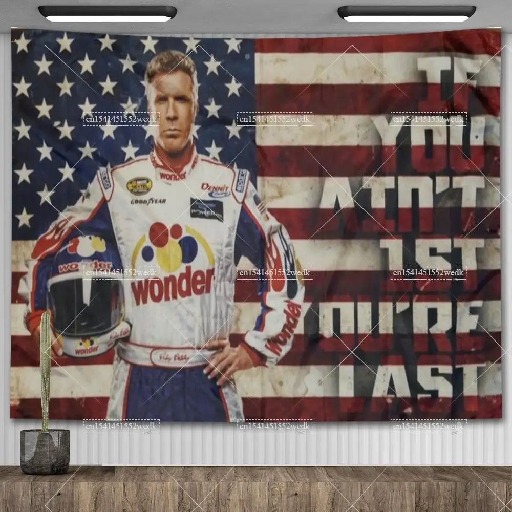 If You Ain't 1st First You're Last Banner Flag Tapestry Talladega Nights Ricky Bobby Wall Tapestry Aesthetic Decor Backdrops tapestry decor,wall flag decor