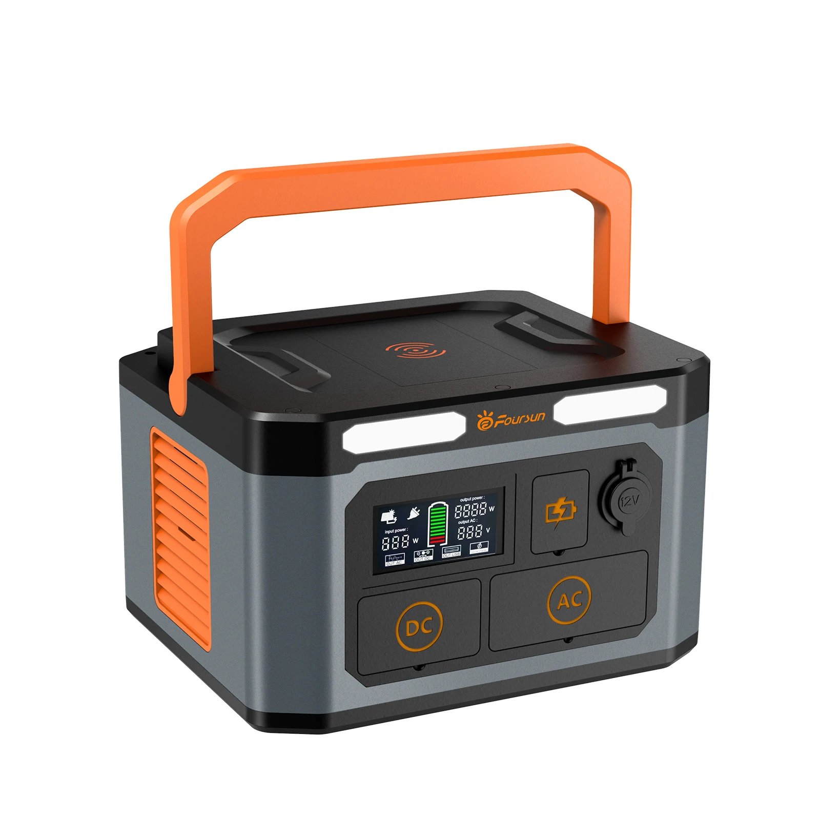 Foursun 1500W Portable Power Station,1598.4Wh with 2 x 1500W AC Outlets ,Wireless charge,PD 65W,Solar Generator for Outdoor