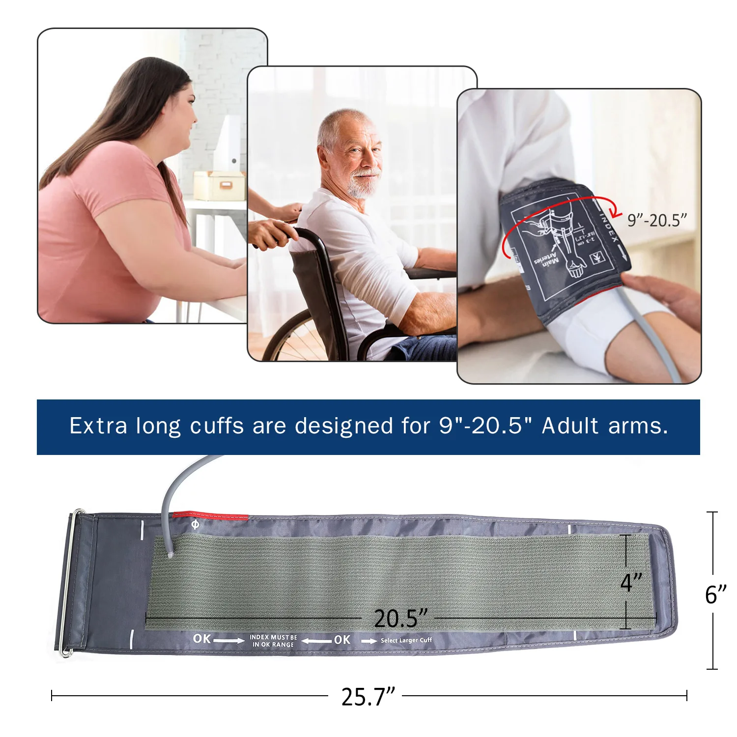 Large Screen Blood Pressure Monitor, ELERA Extra Large Cuff 13-21 Blood  Pressure Machine for Home Use, Upper Arm BP Cuff Kit with Backlight LCD &  HR