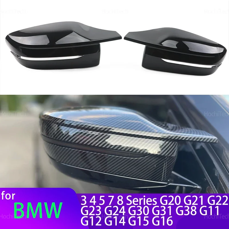 Kohlefaser glänzend schwarz Ersatz-Seitenspiegelabdeckungen für BMW 3 4 5 7 8 Serie G20 G21 G30 G38 G22 G23 G11 G12 G15 G16
