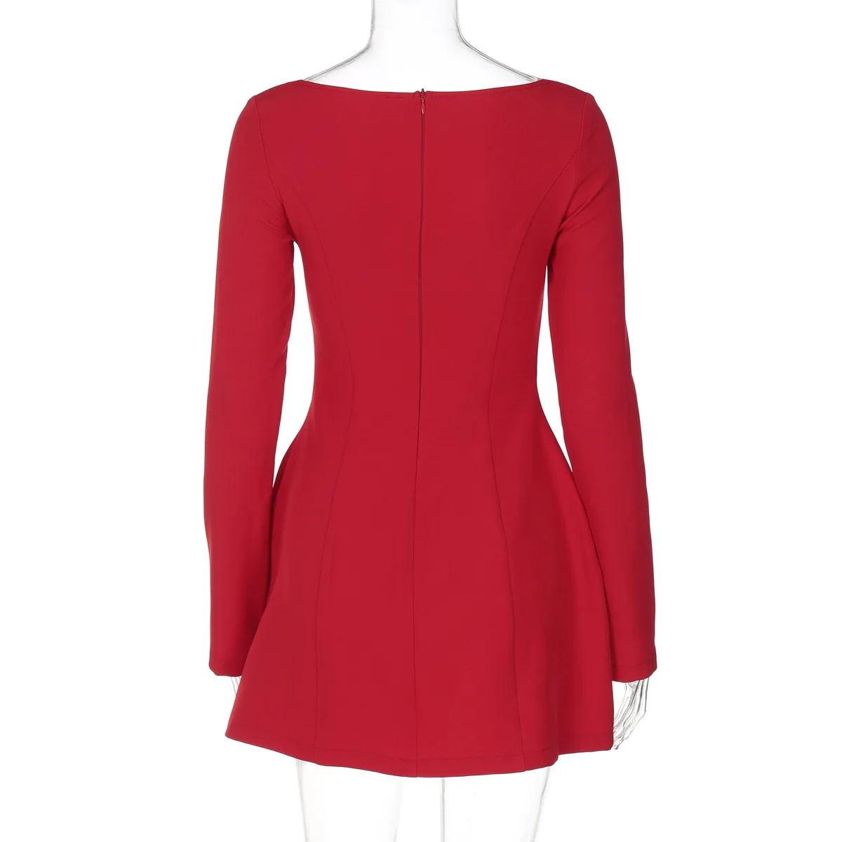 JULISSA MO Round Neck A-line Bow Women Dress Red Long Sleeve High Waist Dress Female Autumn Winter Slim Elegant Streetwear 2025