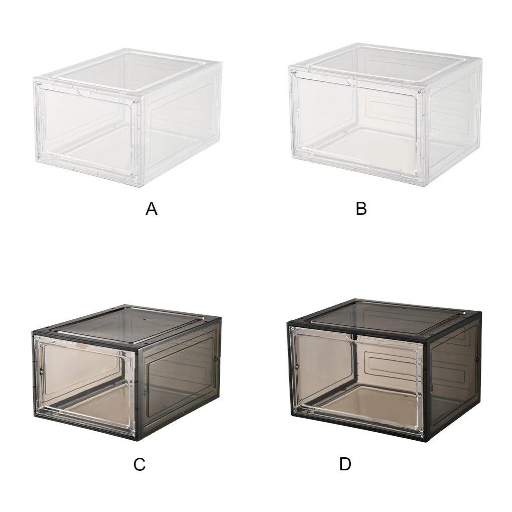 

Clear Shoe Box Containers Stackable Organizer Dustproof Bins Reusable Thickened Display Rack for Cabinet Closet