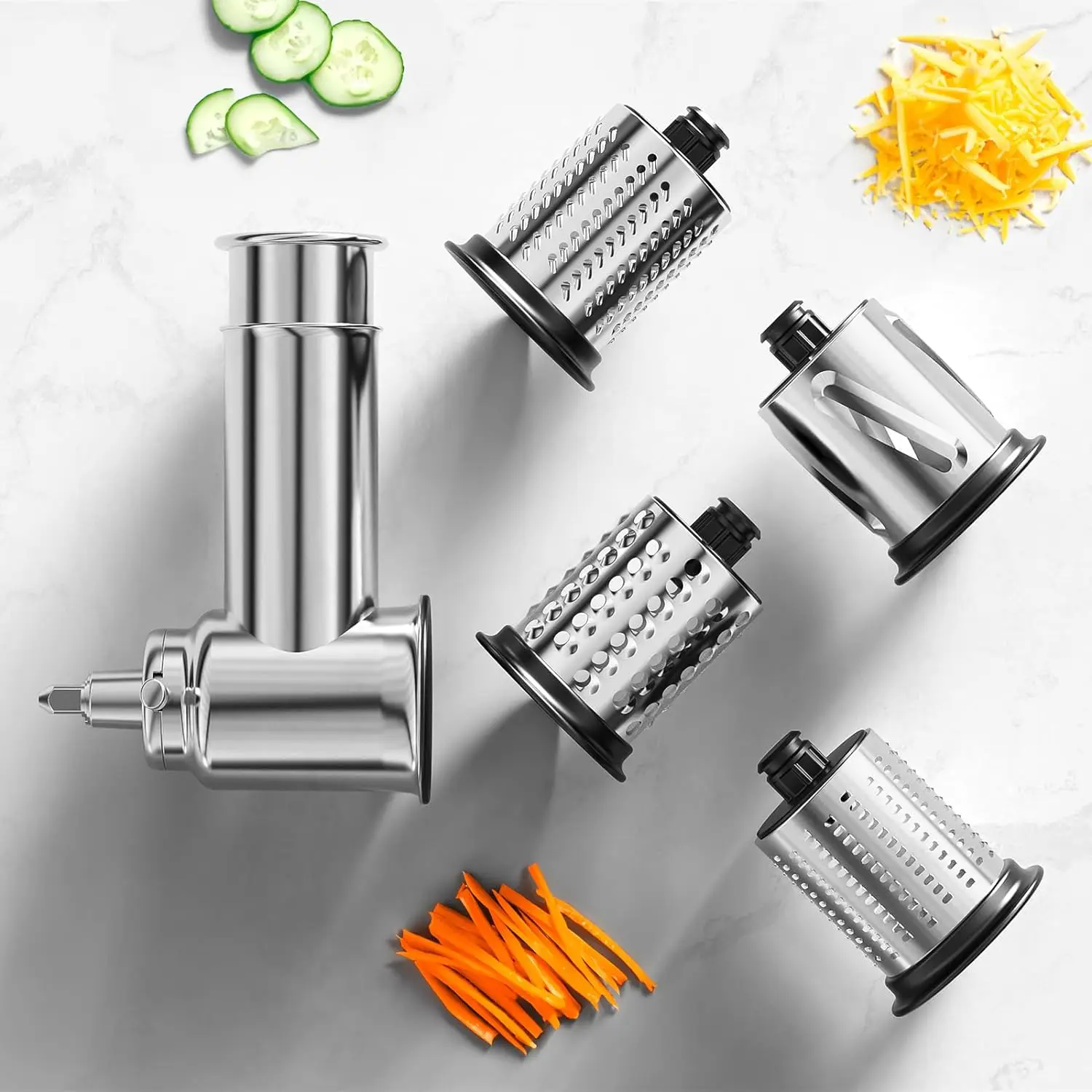 Dishwasher Safe,Stainless Steel Slicer/Shredder Attachment for KitchenAid Stand Mixer, Salad Machine Vegetable Slicer Maker