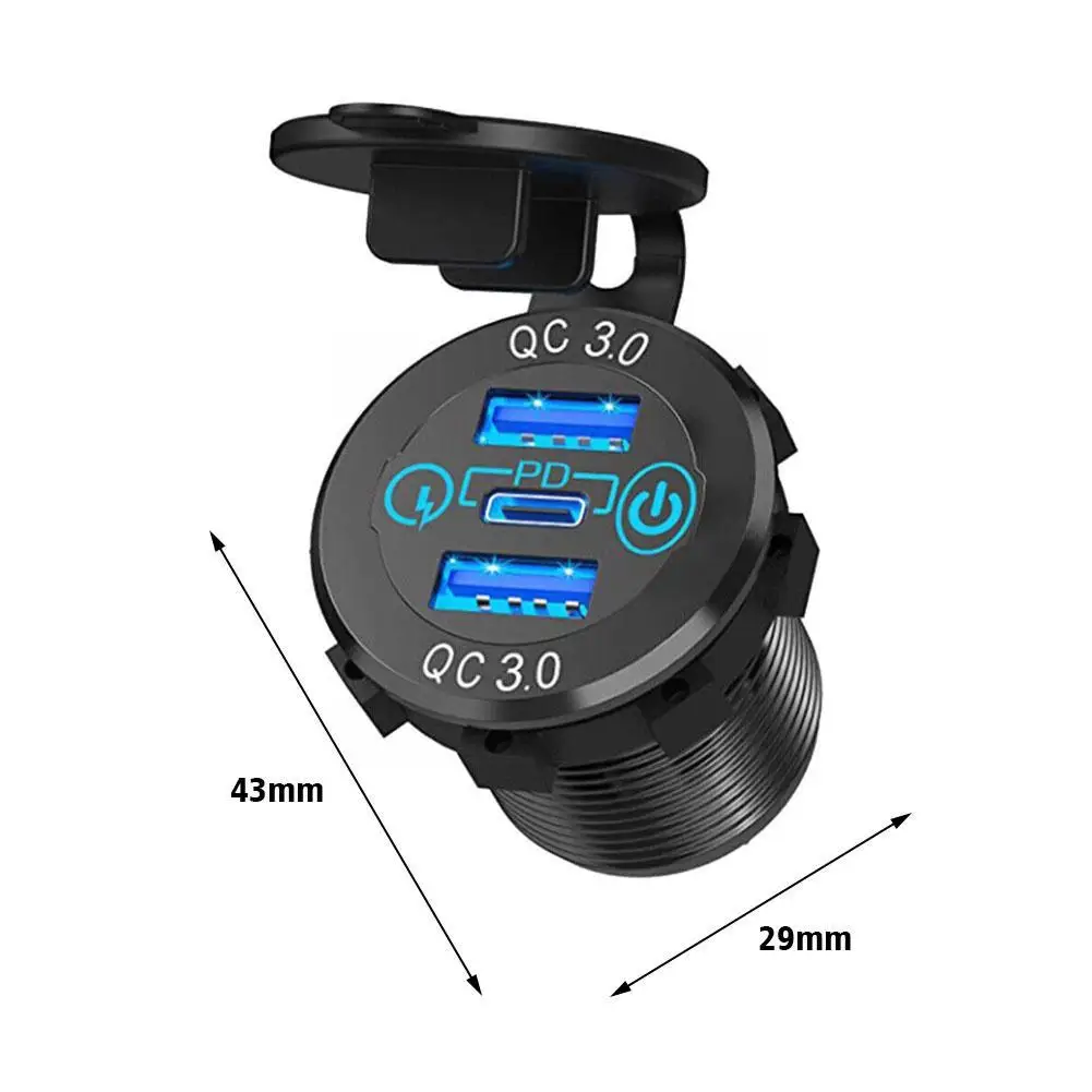 Ʈ ˷̴ ݼ ġ USB-C  ڵ ,  2 Ʈ , QC3.0 ڵ  T7R1, 12V, 24V, 60W