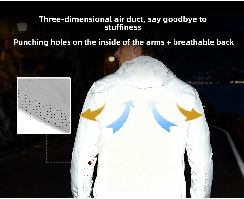 WOSAWE دراجة نارية سترة عاكسة كاملة الرجال النساء ليلة لامعة سترة واقية الشارع ركوب الهيب هوب فضفاض مقنعين معاطف مع جيوب