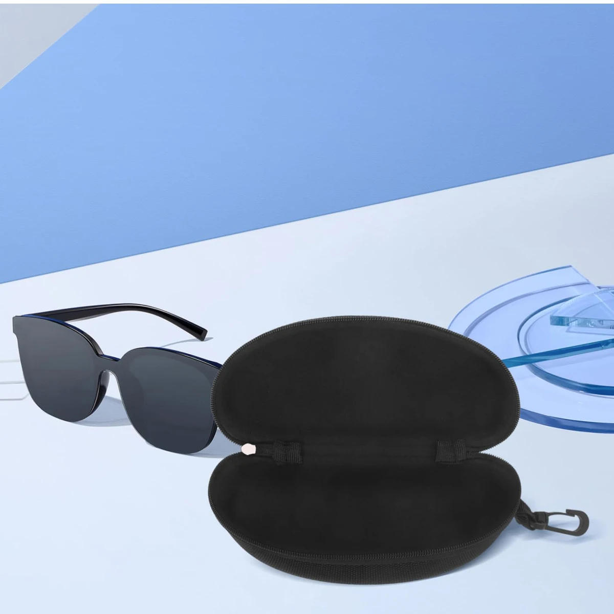 Portable Zipper Carabiner Sunglasses Protector Box Hard Glasses Case Travel Pack Eyewear Accessories Hook glasses case