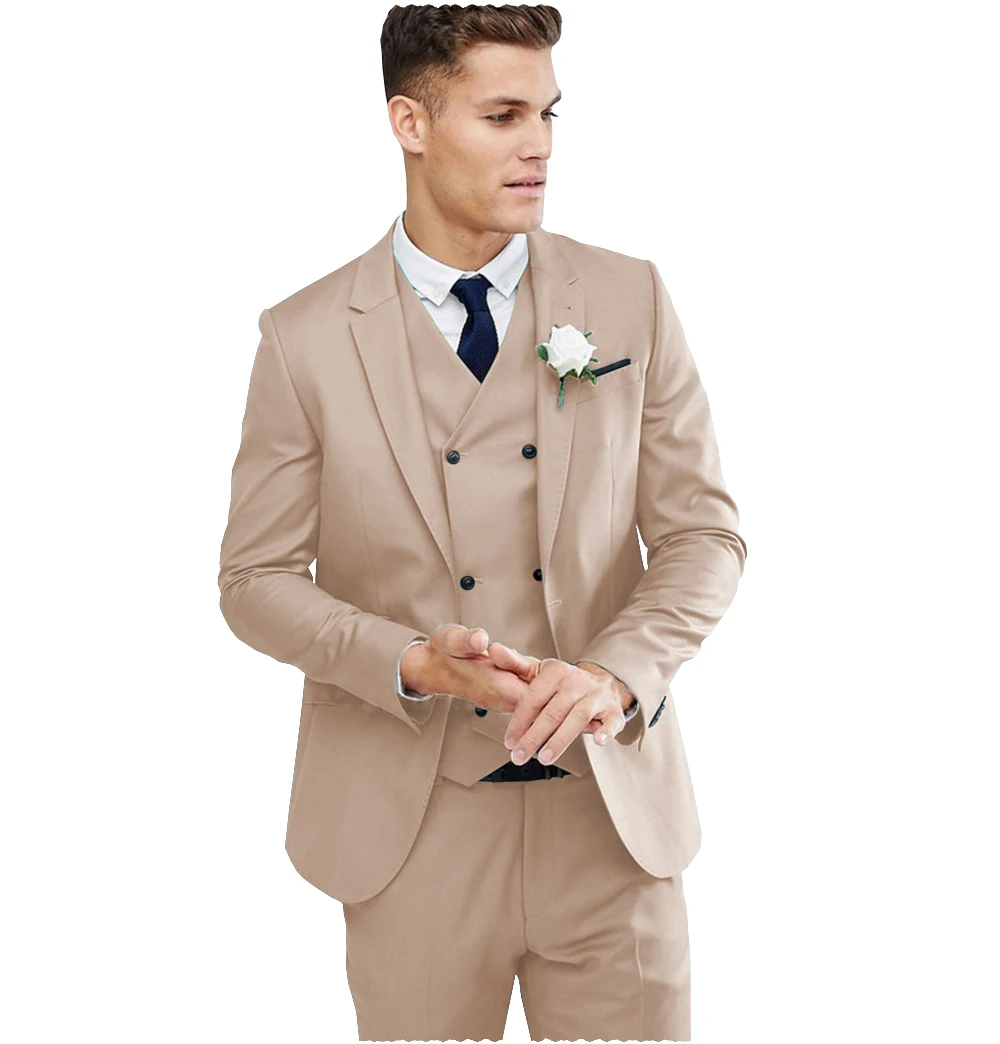 

Повседневный мужской костюм из 3 предметов, официальный блейзер + жилет + брюки, облегающие смокинги, искусственное свадебное платье для шафера, мужской костюм, блейзер