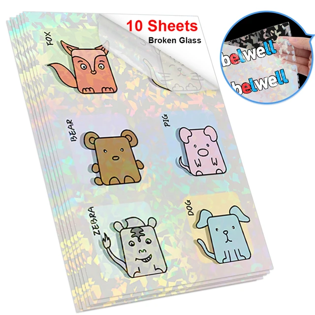 10 Sheets Silver Printable Vinyl Sticker Paper A4 Waterproof Adhesive Copy  paper DIY Transparent White Labels for Inkjet Printer - AliExpress