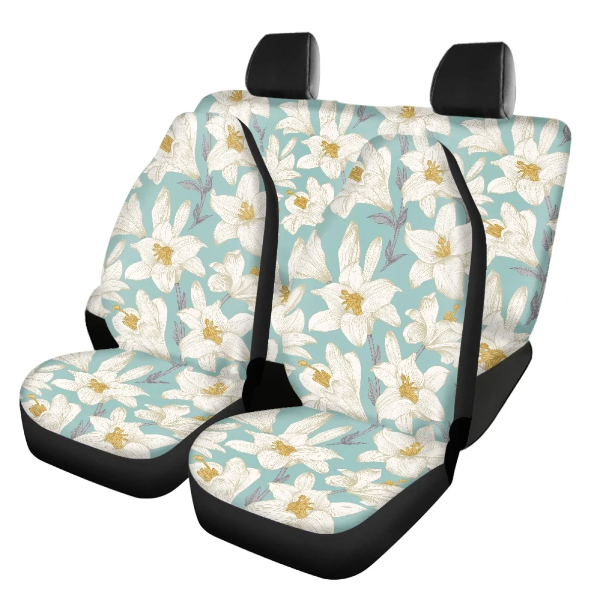 

Car Seat Protector Floral Frangipani Print Front/Back Seat Protector Auto Interior for Men Practical Non-Slip Car Seat Cover