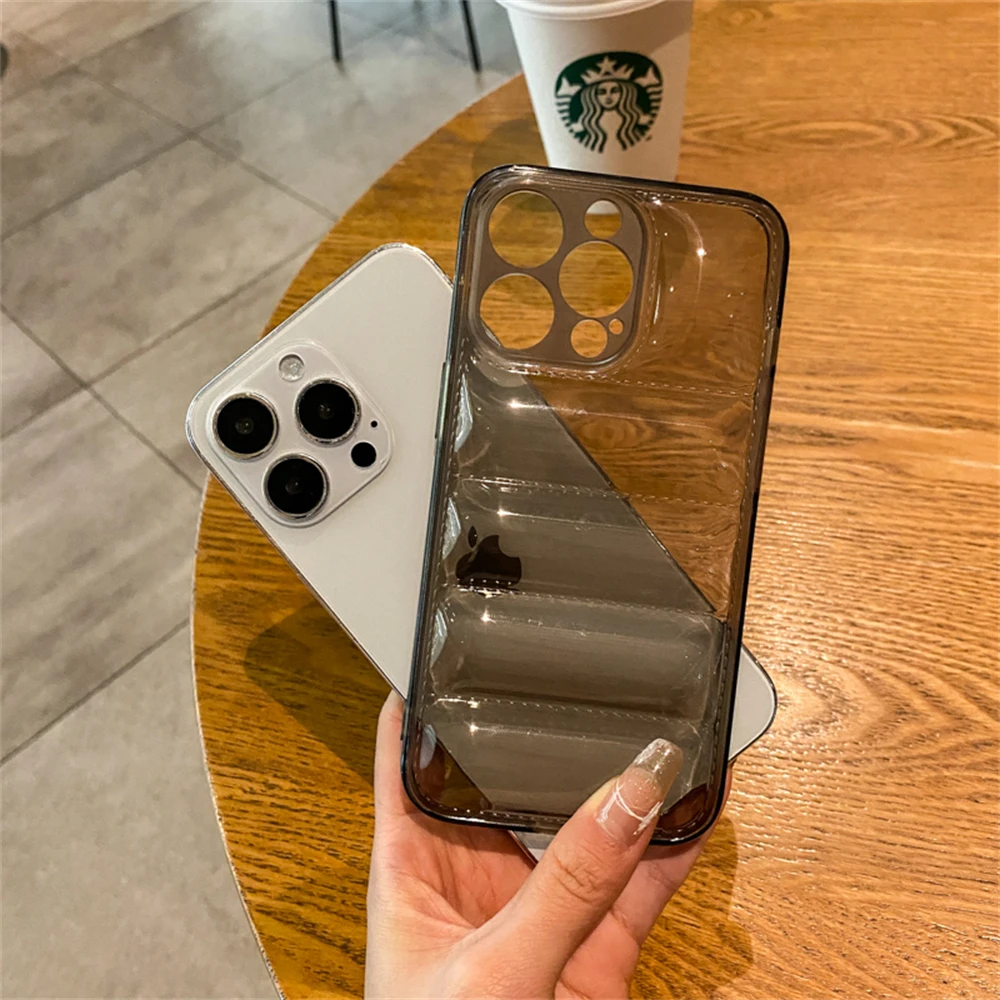 Down Jacket Puffer Phone Case with Lens Protection and Air Cushion Shockproof Cover